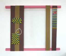 Problem Painting 2, Acrylic with oil on beeswax and electrical tape on wood, 2014